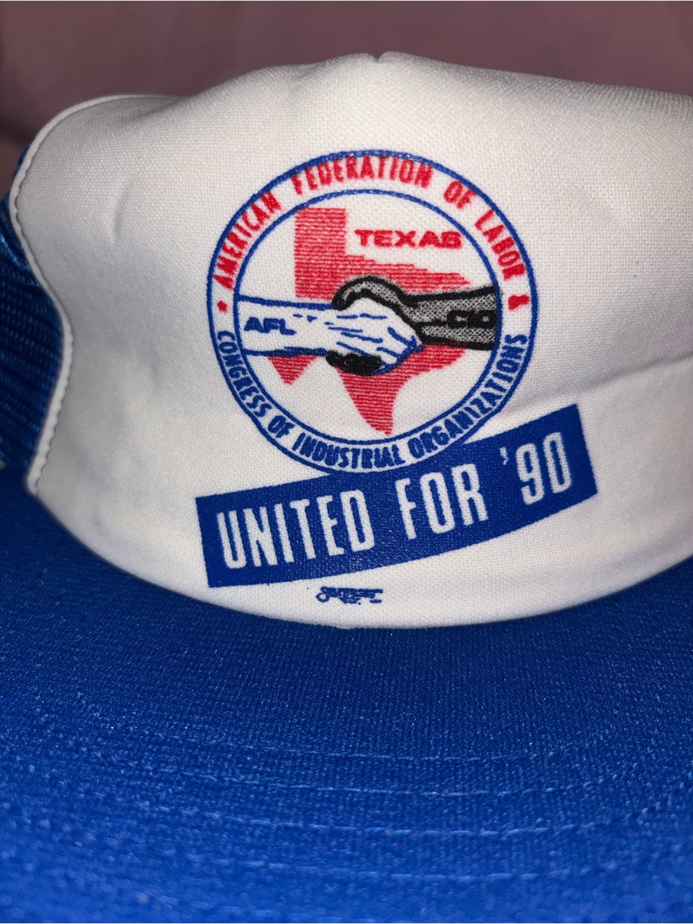 Blue and White Trucker Hat - United For '90 Graphic - Picture 2 of 4